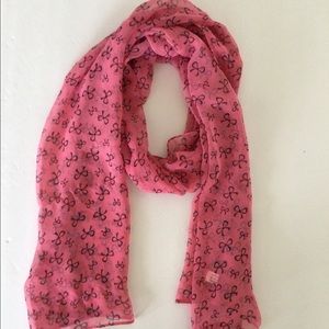 PINK BOW LONG CHIFFON SCARF